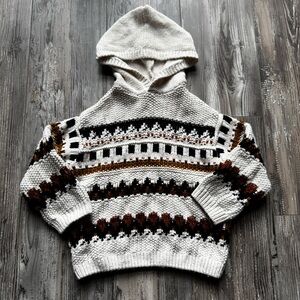 Zara Kid’s Knit Hooded Long Sleeve Sweater 3-4 Years Cream Multicolor Outerwear